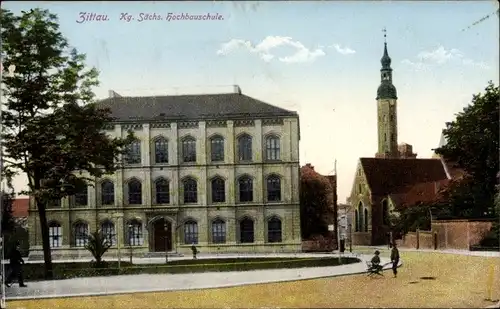 Ak Zittau in der Oberlausitz, Kgl. Sächs. Hochbauschule