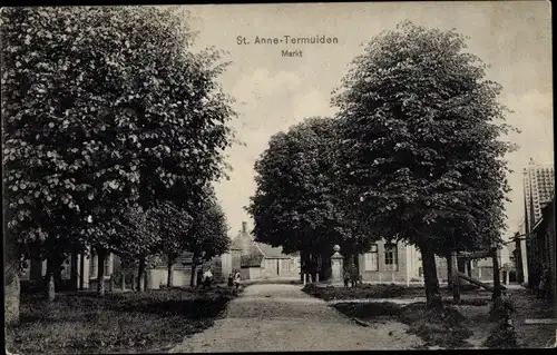 Ak Sint Anna ter Muiden Sluis Zeeland Niederlande, Markt