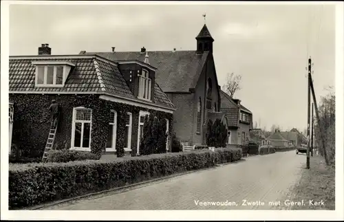 Ak Veenwouden Friesland Niederlande, Zwette met Geref. Kerk