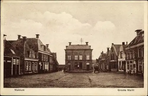 Ak Makkum Friesland Niederlande, Groote Markt