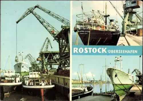 Ak Hansestadt Rostock, Überseehafen, Schiffe