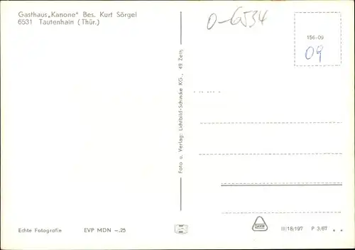 Ak Tautenhain in Thüringen, Gasthof Kanone, Außenansicht