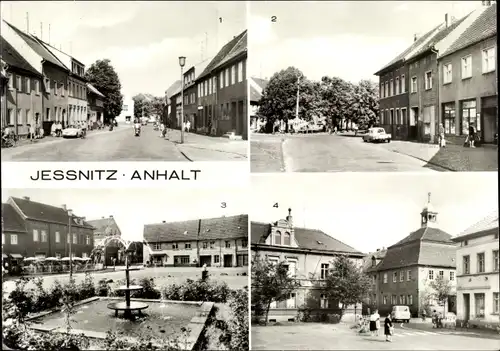Ak Jeßnitz Jessnitz in Anhalt, Karl-Liebknecht-Straße, Thälmannplatz, Rathaus, Sparkasse
