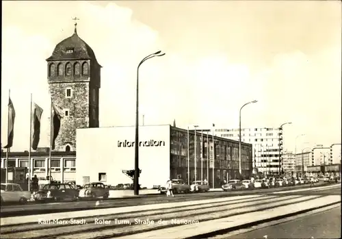 Ak Karl Marx Stadt Chemnitz in Sachsen, Roter Turm, Straße der Nationen