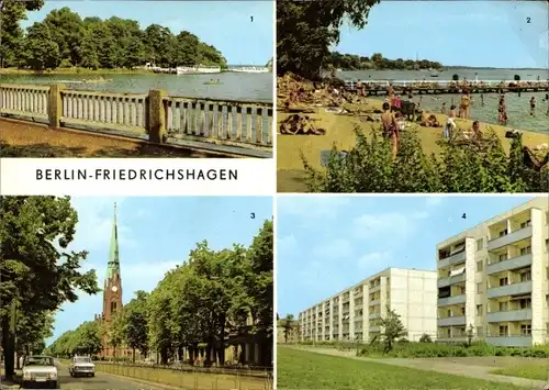 Ak Berlin Köpenick Friedrichshagen, Spreetunnel, Strandbad, Bölschestraße, Aßmannstraße