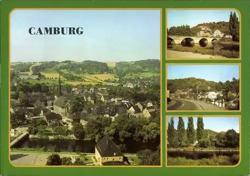 Ak Camburg an der Saale Thüringen, Übersicht, Friedensbrücke, Teilansicht, Blick über die Saale