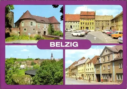 Ak Bad Belzig in der Mark, Burg Eisenhardt, Markt, Teilansicht, Straße der Einheit