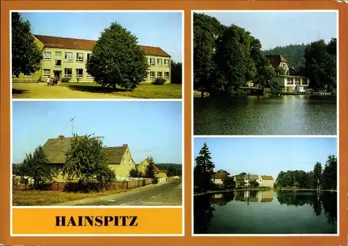 Ak Hainspitz in Thüringen, Dr.-Theodor-Neubauer-Oberschule, Blick zur Gondelstation, Freibad