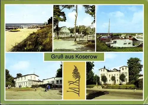 Ak Ostseebad Koserow auf Usedom, Campingplatz Bootshafen am Achterwasser, FDGB Heim Seeblick