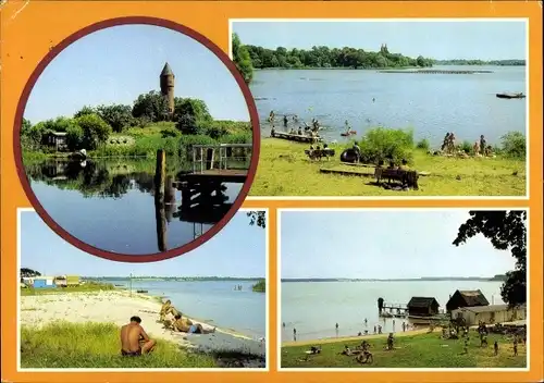 Ak Lübz in Mecklenburg, An der Elde, Dobbertin See, Karow-Leisten Campingplatz, Goldberg am See