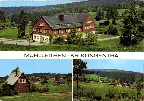 Ak Mühlleithen Klingenthal im Vogtland Sachsen, HO Hotel Buschhaus, Ortsansichten