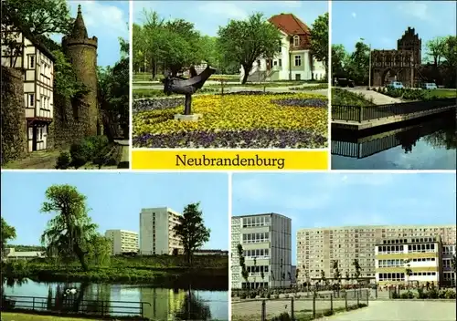 Ak Neubrandenburg in Mecklenburg, Wiekhaus und Mönchenturm, Im Stadtpark, Treptower Tor, Oberschule