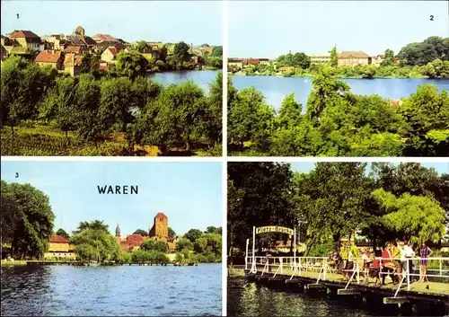 Ak Waren an der Müritz, Tiefwarensee, Teilansichten, Kietz-Brücke