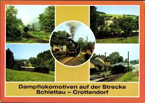 Ak Schlettau im Erzgebirge, Dampflokomotiven auf der Strecke Schlettau Crottendorf, Lok 86 1001