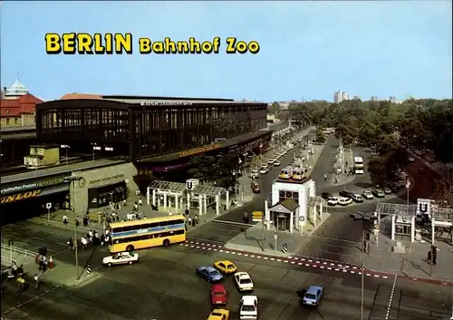 Ak Berlin Charlottenburg, Bahnhof Zoo, Panorama, Bus