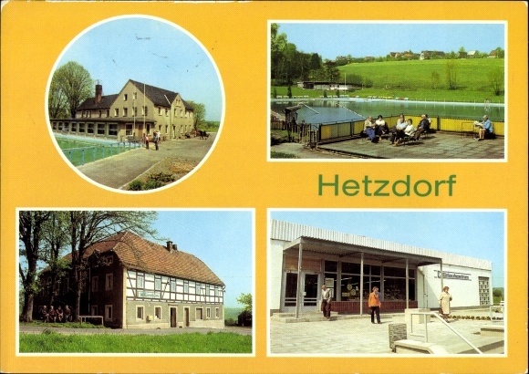 Ak Hetzdorf Flöha in Sachsen, Betriebsferienheim Narva, Freibad