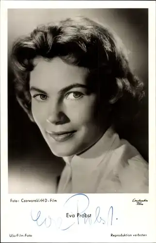 Ak Schauspielerin Eva Probst, Portrait, Autogramm