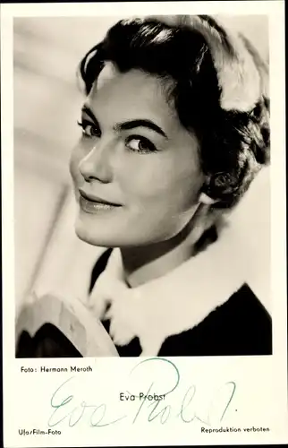 Ak Schauspielerin Eva Probst, Portrait, Autogramm