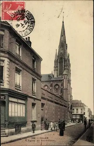 Ak Calais Pas de Calais, Eglise du Sacre Coeur