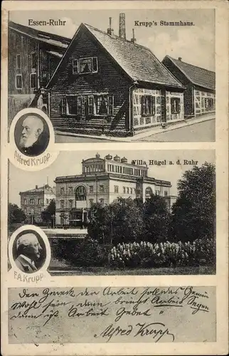 Ak Essen Ruhr, Krupps Stammhaus, Villa Hügel, Alfred Krupp, F.A. Krupp