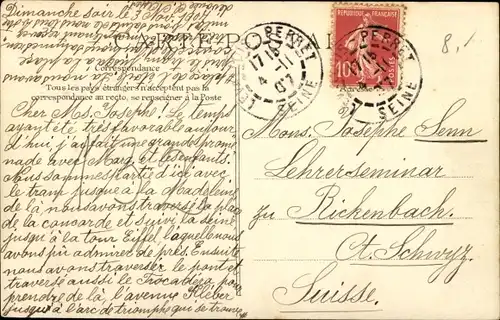 Ak Paris I Louvre, Triumphbogen, Denkmal, Brücke, Eiffelturm