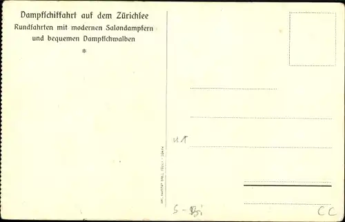 Ak Dampfschifffahrt auf dem Zürichsee, Dampfer Helvetia