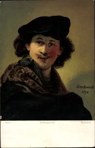 Künstler Ak Rembrandt, Selbstportrait