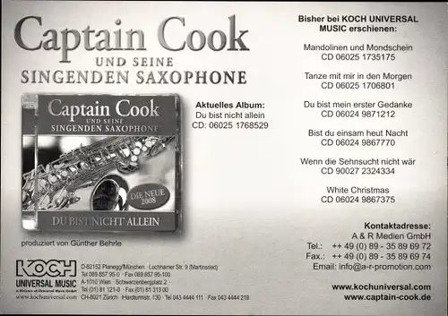 Ak Musikgruppe Captain Cook und seine singenden Saxophone, Autogramme
