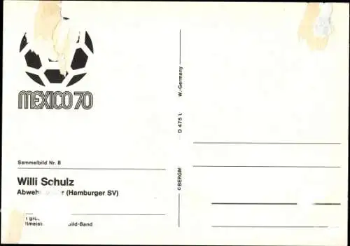 Ak Fußballspieler Willi Schulz, Abwehrspieler Hamburger SV, Autogramm