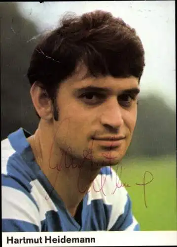 Sammelbild Hartmut Heidemann, Fußballer, Portrait, Autogramm