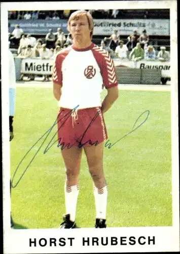 Foto Horst Hrubesch, Fußballer, Portrait, Autogramm