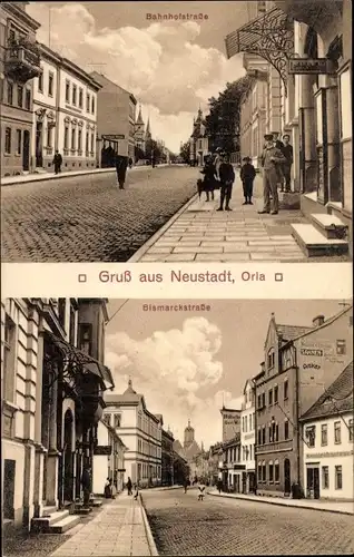 Ak Neustadt an der Orla, Bahnhofstraße, Bismarckstraße