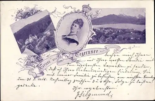 Ak Tegernsee in Oberbayern, Kaiserin Auguste Viktoria, Blick auf den Ort