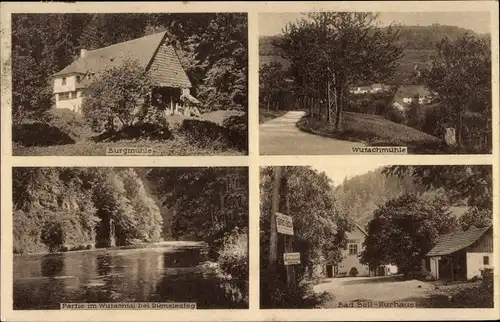 Ak Bonndorf im Schwarzwald, Wurtachmühle, Burgmühle, Bad Boll Kurhaus