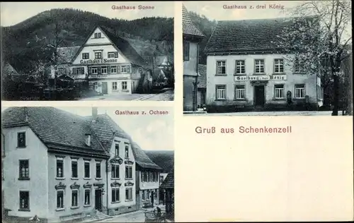 Ak Schenkenzell im Schwarzwald, Gasthaus z. Ochsen, Gasthaus Sonne, Gasthaus z. drei König