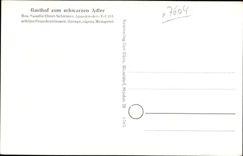 Ak Appenweier in Baden Schwarzwald, Gasthof zum schwarzen Adler