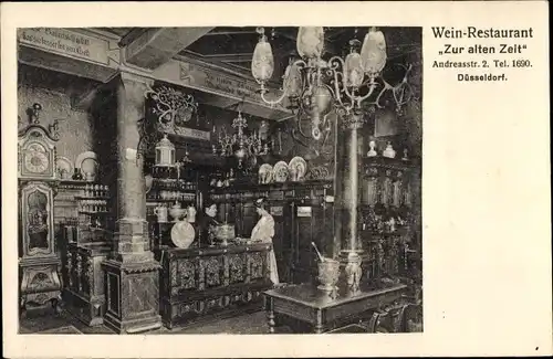 Ak Düsseldorf am Rhein, Wein-Restaurant Zur alten Zeit, Andreasstraße 2