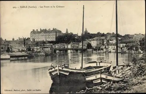Ak Sablé sur Sarthe, Les Ponts, Le Chateau