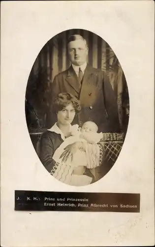 Foto Ak Prinz Ernst Heinrich von Sachsen, Sophie von Luxemburg, Prinz Albrecht