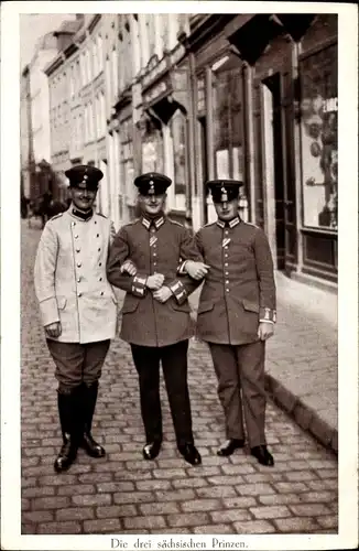 Ak Die drei sächsischen Prinzen, Kronprinz Georg von Sachsen, Friedrich Christian, Ernst Heinrich