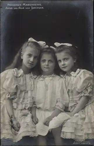 Ak Prinzessinnen Margarethe, Anna und Alix von Sachsen, Portrait