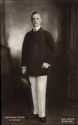 Ak Kronprinz Georg von Sachsen, Standportrait