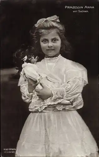 Ak Prinzessin Anna von Sachsen, Portrait mit Puppe