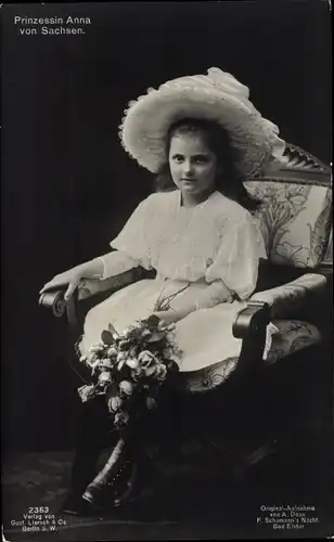 Ak Prinzessin Anna von Sachsen, Portrait