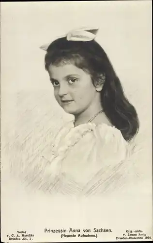 Ak Prinzessin Anna von Sachsen, Portrait
