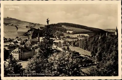 Ak Neuhausen im Erzgebirge, Panorama mit Schwartenberg