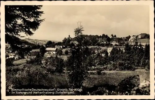Ak Deutschneudorf im Erzgebirge, Panorama mit Katharinaberg