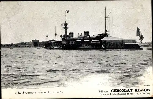 Ak Französisches Kriegsschiff, Cuirasse d'escadre Le Brennus