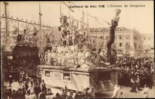 Ak Nice Nizza Alpes Maritimes, Carnaval de Nice 1921, l'Enfance de Gargantua