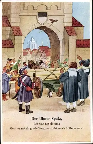 Künstler Ak Boettcher, Hans, Der Ulmer Spatz, der war net domm